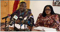 Samuel Nartey George, the Minister of Communications (L) and Dr Agnes Naa Momo Lartey