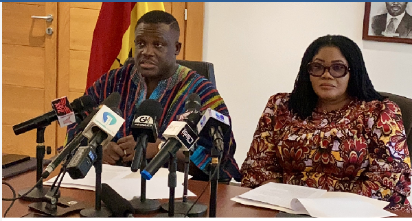 Samuel Nartey George, the Minister of Communications (L) and Dr Agnes Naa Momo Lartey