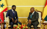 Akufo-Addo (right) with Bassirou Diomaye Diakhar Faye, Senegal president