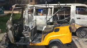 Some of the vehicles destroyed in the blaze at Kronum