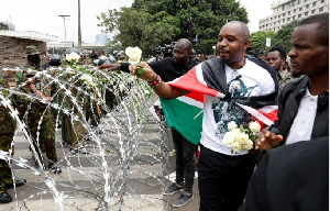 Lay Flowers On Barbed Wire Barricade