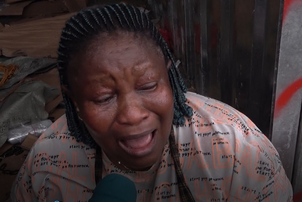 One of the affected victims crying over her loss