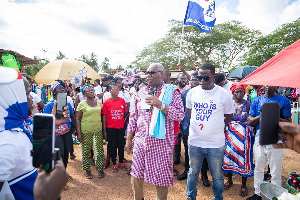 Boakye Agyarko speaking in one of the communities