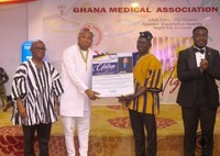 Samuel Okudzeto Ablakwa receiving the award from the GMA