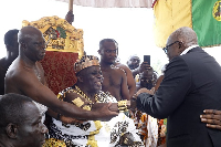 President Akufo-Addo shakes hands with Osagyefuo Amoatia Ofori Panin