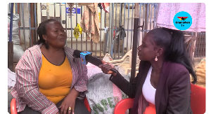 Hannah Hagan seated with GhanaWeb's Victoria Kyei Baffour