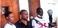 Ruth Nandase (R), Babu Maniharah (C) and Frank Sempa in the dock at Buganda Road Court on April 28