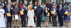 Shirley Ayorkor Botchwey and the awardees in a group photograph