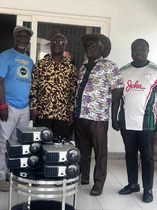 Jeremiah Maclean, Jnr JM, first from left donated 13 projectors to support door-to-door campaign