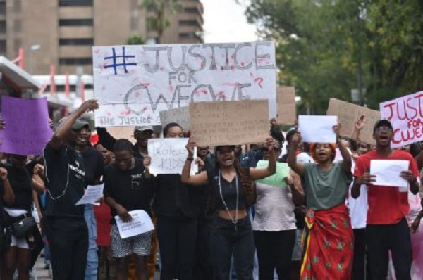 Johannesburg community members march for Justice for Cwecwe a seven-year-old pupil was raped