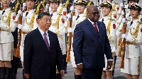 Democratic Republic of Congo's President Felix Tshisekedi (R) and China's President Xi Jinping