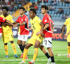 Players of Ghana and Egypt during the game