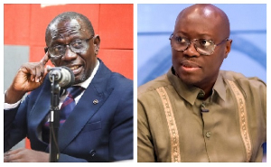 Acting Rent Control Commissioner, Frederick Opoku(L) and Finance Minister Dr Cassiel Ato Forson(R)