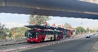 The Rea Vaya bus at one of its stops near Milpark-Johannesburg
