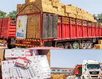 Photos of the intercepted 40-foot trailer transporting the 50 million tablets of Tapentadol