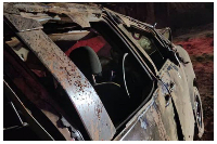 The damaged vehicle after the fatal crash at Abor Junction