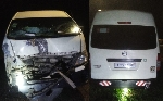 The damaged Nissan Urvan mini bus
