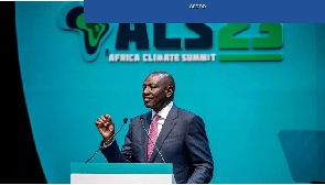 President William Ruto addressing participants during the Africa Climate Summit in Nairobi, Kenya