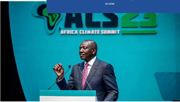 President William Ruto addressing participants during the Africa Climate Summit in Nairobi, Kenya