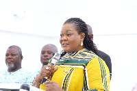 DCE Officer of the NHIA, Anatu Anne Seidu Bogobiri is addressing the participants