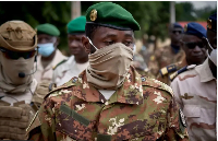 Gen. Assimi Goita at the funeral of former Mali President Gen. Moussa Traore in Bamako on Sept 2020