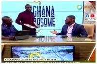 Host Captain Smart looks on as Owusu-Bempah joins set with Sammy Gyamfi as sole guest