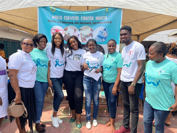 Dr  Dr. Louisa Satekla-Ansong with some volunteers at the event