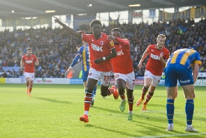 Jes Rak-Sakyi  celebrates a goal