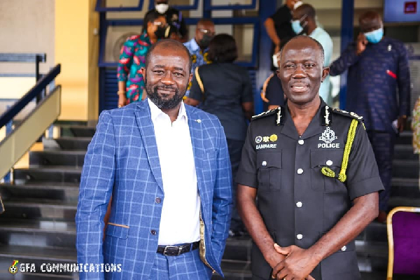 President of the GFA, Kurt Okraku (L) with IGP, Dr George Akuffo Dampare (R)