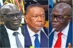 (L–R) Justices Gbiel Simon Suurbaareh, Senyo Dzamefe, and Sir Dennis Adjei were vetted on Wednesday