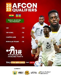Tickets prices for the Ghana vrs CAR clash