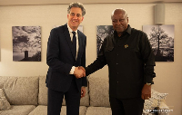 President John Mahama (L) and UK’s  Rt Hon  Ed Miliband (R)