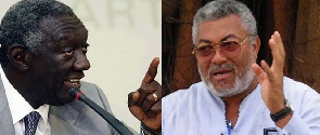The two former Presidents of Ghana: John Agyekum Kufuor (left) and JJ Rawlings (right)