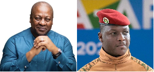 A photo collage of John Mahama (L) and Ibrahim Traoré