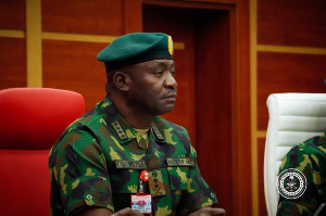 Gen. Christopher Musa, Nigerian Chief of Defense Staff, speaks to reporters in Abuja