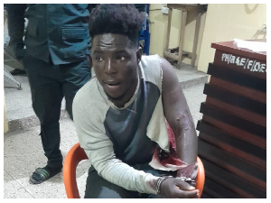 The suspect arrested with a gunshot wound