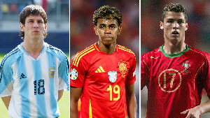 L-R: Leo Messi, Lamine Yamal and Cristiano Ronaldo