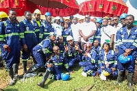Workers of the community mining scheme launched in Amansie West