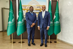 AfCFTA Secretary-General Wamkele Mene (R) and BoG Governor, Dr Asiama (L)