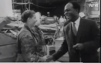 Kwame Nkrumah greets some people in Moscow during his visit in 1961