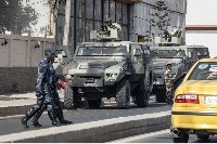 Members of the Senegalese armed forces patrol the streets in Dakar, on June 2, 2023