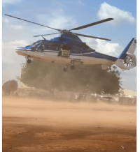 A screenshot of the helicopter that carried the body of Despite's mother in-law