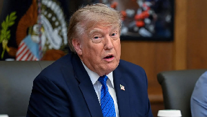 Trump at a cabinet meeting at Camp David on Friday