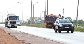 Potholes on Accra -Tema motorway