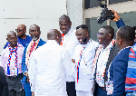 NPP presidential candidate exchanging greetings with some party leaders