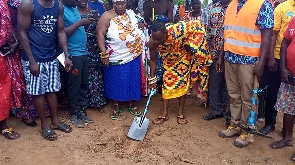 Nana Dedey Akwei II breaking grounds for the construction of the facility