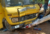The bus that clashed into two cars