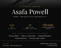A flyer displaying Asafa Powell's record in athletics