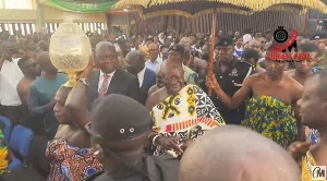 Arrival of the Asantehene for the symposium for the 150th anniversary of the Sagranti War at KNUST