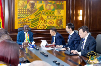 The finance minister (middle) formally received the IMF Mission team in Accra
